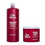 Wella Professionals Repair and Rebuild Professional Hair Care Duo for All Types of Hair Damage, Ultimate Repair Shampoo 1L and Conditioner 500ml Bundle