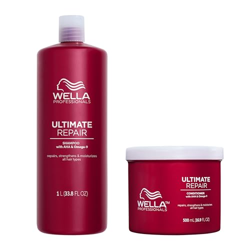 Wella Professionals Repair and Rebuild Professional Hair Care Duo for All Types of Hair Damage, Ultimate Repair Shampoo 1L and Conditioner 500ml Bundle