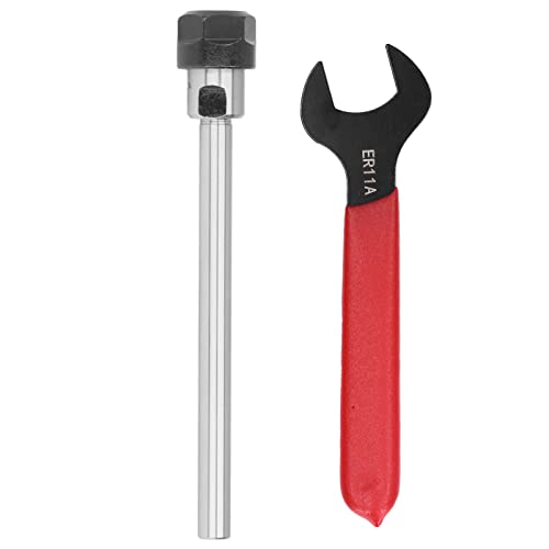 Straight Shank ER11 Collet Tool Holder with Wrench, Standard Size Fits 1 7mm, for Accuracy Machine Tool Processing, Integrated, 40Cr Carbon Steel