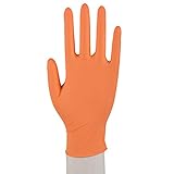 100 Nitril Handschuhe Puderfrei Einweg XS-XL Orange Größe XS (5-6)