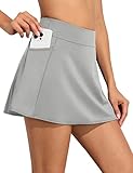 Septangle Women's Pleated Swim Skirt Mid Waist Swimsuit Bottom Swimwear,Grey,US22