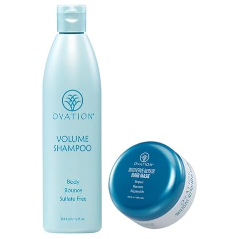 Ovation Hair Volumize & Repair Bundle - 12 oz Nourishing Shampoo & Intensive Protein Mask for Fine, Dry Hair - Adds Weightless Volume & Fullness Cover