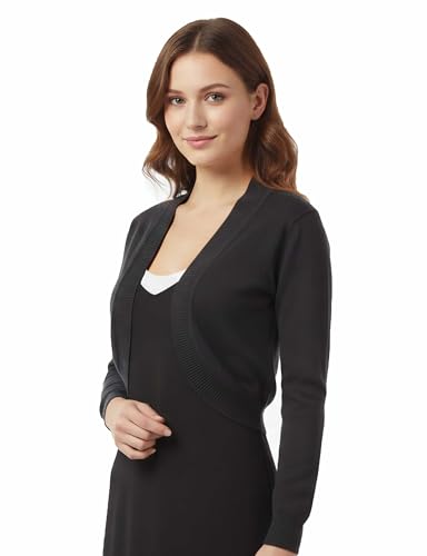 Image of Allsense Women's 3 /4 Sleeve Bolero Shrug for Dresses | Open Front Cropped Cardigan, Lightweight Knit Dress Cover Up