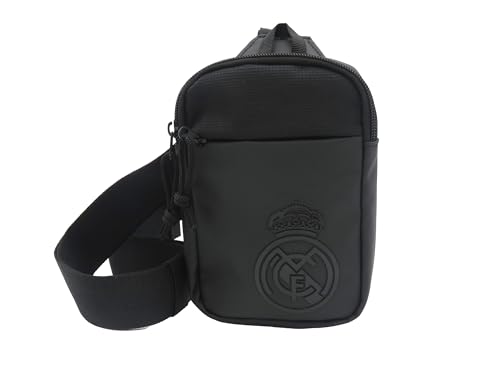 CYPBRANDS- Real Madrid, Bandolera, Bolso, Cartera, Riñonera, Color Negro, Producto Oficial