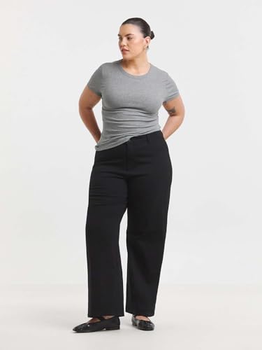 Image of KOTTY Women's High Waist Wide Leg Button Coin Pocket Straight Fit Jeans Stylish Regular to Plus Size Fit Denim Jeans for Women