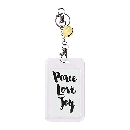 Badge protection carte crédit Peace Love Joy Clochette jaune