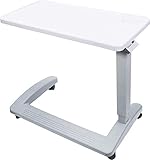 Vaunn Medical Deluxe Adjustable Overbed Bedside Table with Wheels (Hospital and Home Use)