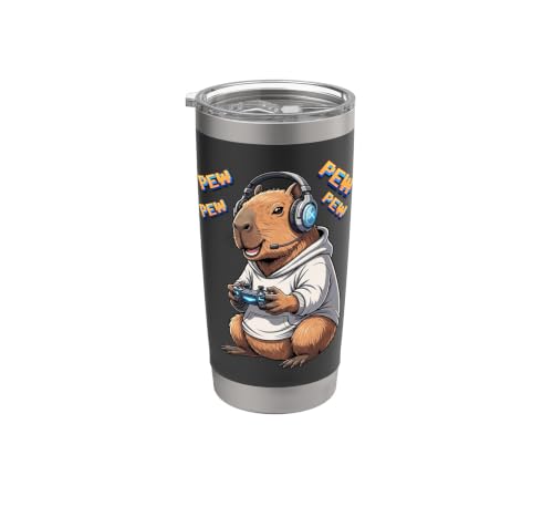 Capybara Pew Funny Video Games Capybara Gobelet isotherme en acier inoxydable double paroi