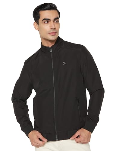 Image of Qube By Fort Collins Men's Windcheater Jacket - Lightweight Windbreaker for Men | Full Zip Drizzle-Resistant High Neck Casual Jacket with Zip Pockets for Spring, Autumn, Travel & Daily Wear