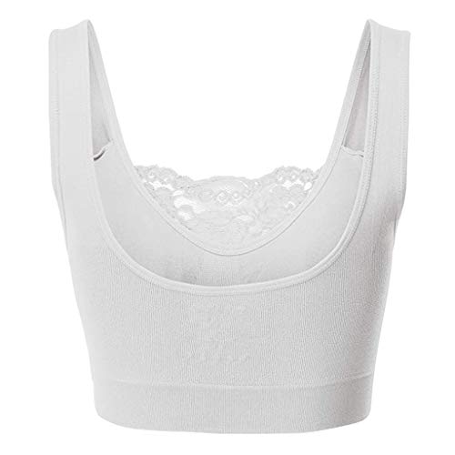 Sujetador deportivo sin costuras blanco talla S OBASDFD: top con encaje frontal para mujer 4