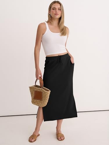 Image of ANRABESS Casual Maxi Skirts for Women, High Waist, Summer, Drawstring, Ideal for Daily Wear, Office & Weekend Outings 2026