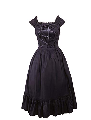 Antaina Vestido de Coser de Lolita Punk Gótico con Estampado de Halter de algodón Negra,XXL Cover