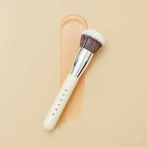 Haleys Brilliant Kabuki Brush, Soft, Streak-Free, Perfect Blending, Buff, Blurs, Smooths, Control, Precision, Complexion Tools For Liquid, Cream, Skincare, Powder, Vegan, Cruelty-Free, Sustainable Wood #TOP4