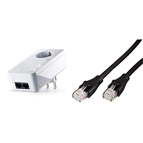 dLAN 550 Duo+ Powerlan Adapter(2X LAN Port, Kompaktgehäuse, Netzwerk, LAN Steckdose einfaches LAN Netzwerk aus der Steckdose) & AmazonBasics