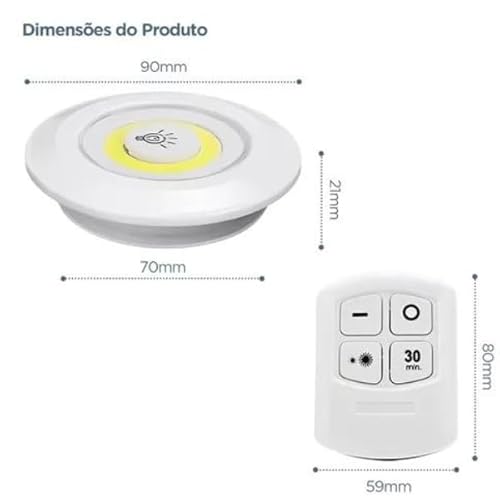 Kit 3 Lâmpadas Luminária LED Controle Sem Fio Brilho Ajustável Timer Ideal Para Qualquer Ambiente In