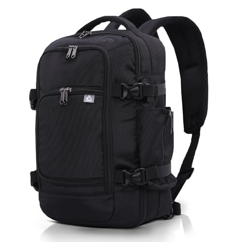 Aerolite Premium Ryanair & Wizz Air Lightweight Under Seat Travel Carry On Hand Cabin Luggage Backpack Rucksack Flight Bag 40x20x25 with YKK Zippers (Black)