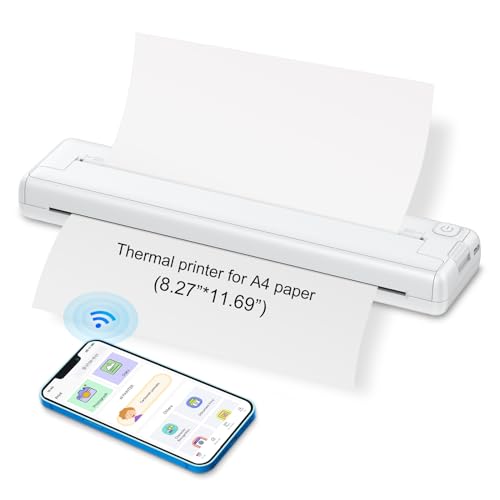 vsitoo Portable Printer Wireless Bluetooth Connection,Thermal Inkless Mobile Printer, Compact Printers for Travel Home Office Vehicles, Suitable for 8.3" x 11.7" Size Paper