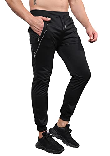 Halfword Pantalons Sport Homme Coton Jogging Pantalon Training Survêtement Poches Activewear Respirant Décontracté Élastique Noir L Cover