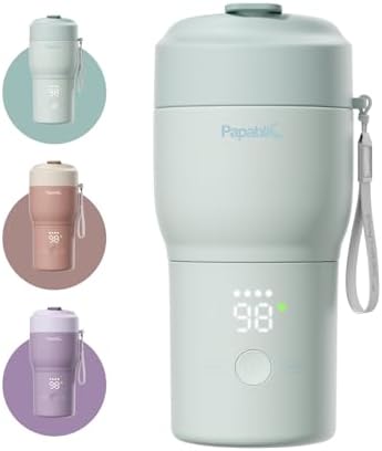 Papablic Portable Bottle Warmer Pro — 115W Fastest Heating, Built-in Sterilizer, Baby Milk Warmer On The Go for Travel and Home, 5 Temp Settings and Keep Warm for Breastmilk & Formula, Mint Green