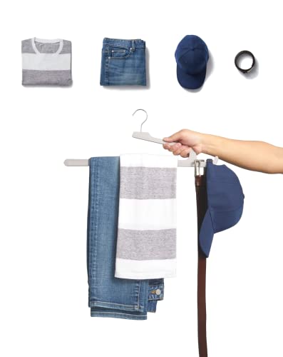 Hurdle Pants Hangers, International Design Patented, Slim, Velvet, Organizes In 1 Second, Space-Saving, Heavy-Duty, Non-Slip, Multi-Functional Hooks, Clothes Hangers, Belt, Shirt, Gray – Pack Of 20 #TOP1