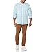 Amazon Essentials Men's Long-Sleeve Regular-Fit Stretch Poplin Shirt, Light Blue White Medium Plaid, Large