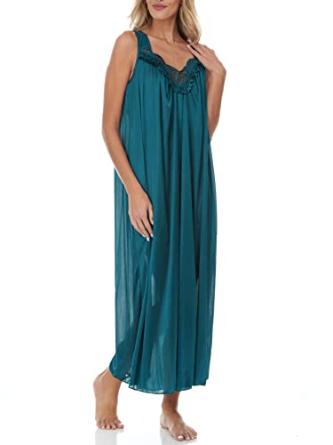 Ezi Satin Nightgowns for Women - Soft & Breathable Knee-Length Night Gowns - Adult Womens Nightgown M - Plus Size,M,Emerald Green