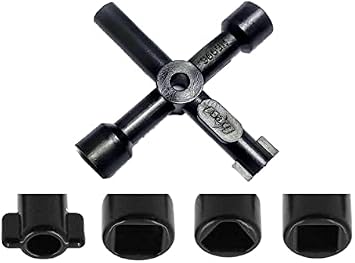 Simply Products 4 Way Utility Key Multi-Functional   Metal Radiator Servicing/Draining Key Gas Meter Box Water Tap Key