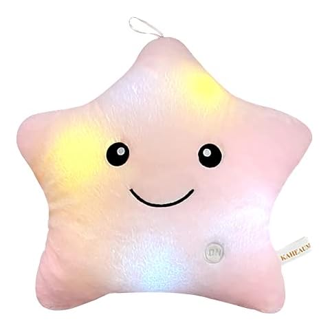 KAHEAUM Light Pillows Decorative Throw Pillows with Inserts Included Plush Doll Pillow Plush Toy for Girls Kids Childrens Day Gifts,Pink Throw Pillows for Bed,Lumbar Throw Pillow Cover
