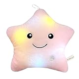 KAHEAUM Glowing Star Pillows Decorative Throw Pillows, Cute Plush Doll Pillow Plush Toy for Girls Kids Christmas Birthday Childrens Day Gifts,Pink Stuffed Animals Throw Pillows for Bed,Lumbar,Sofa