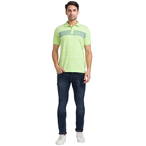 Image of Raymond Men's Pure Cotton Print Pattern Modern Fit Polo Collar Polo Neck Half Sleeve Casual T-Shirt