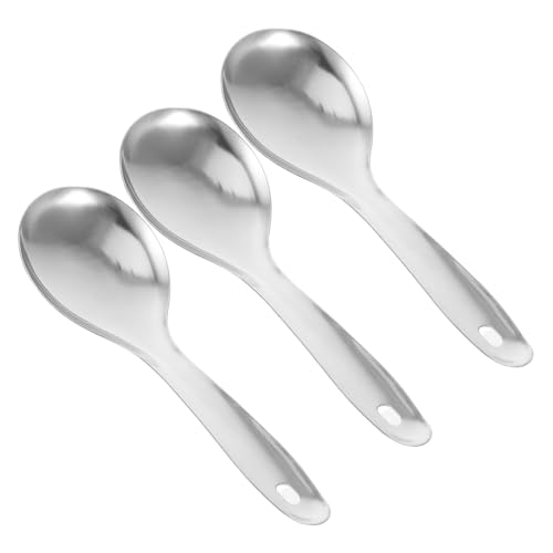 SOLUSTRE 3Pcs Stainless Steel Rice Spoon Non Stick Kitchen with Comfortable Grip for Household Use Simple Design for Dining Table and Restaurant