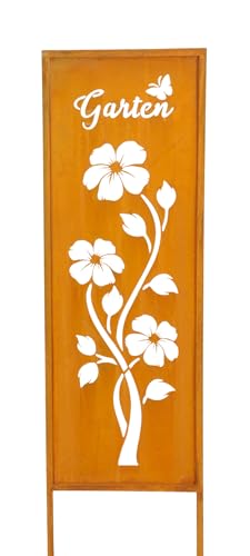 Gartenaufsteller Garten H83cm Metall Rost Rostoptik Gartenstecker...