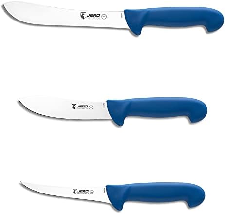 JERO P3 Series Hunters Butcher Knife Set - Narrow Blade Butcher Knife, Deer Skinner And Boning Knife - Meat Processing Knife Set Or Camp Knife Set - Made In Portugal