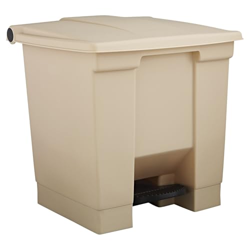 Image of Rubbermaid Commercial Products Legacy Step-On Trash /Garbage Can /Bin, Plastic, Beige - 8 Gallon, for Doctor's Office /Hospitals /Healthcare
