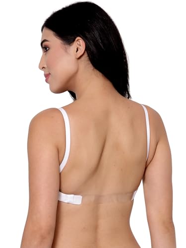 Image of Inner Sense Bra for Woman Made with Organic Cotton and Bamboo I Demi Cups Backless Bra for Woman with Removable Straps and Transparent Back I Non Padded Wire-Free Innerwear
