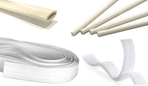 ROMAN BLIND KIT 1.2 METRE - 4 x 1.2 rods, 4 x tape, hook & loop, 1.2m bottom bar (NO TRACK), White