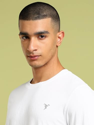 Image of TECHNOSPORT Men's Slim Fit Full Sleeve Crew Neck T-Shirt, COTFLEX Quick Dry Moisture Wicking Stretchable Sports Gym and Casual Wear