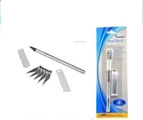 Namo arts Detail Pen Knife and 5 Interchangeable Blades for Art and Craft Work (Silver)