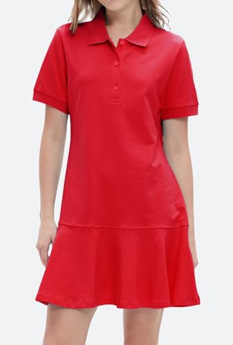 Ladyful Women's Polo Dress Short Sleeve Ruffle Hem Flowy Summer Golf Tennis Athletic Mini Dress2