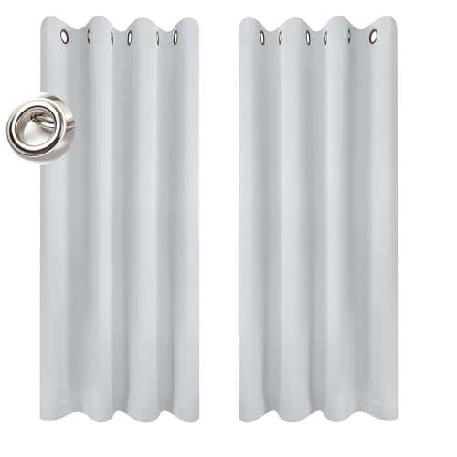 Cortinas Salon Opacas 2 Piezas 160 x 160 cm Cortinas Aislantes Frio y Calor Blackout Curtains con Ojales 2 Piezas para La Sala de Estar, Blanco