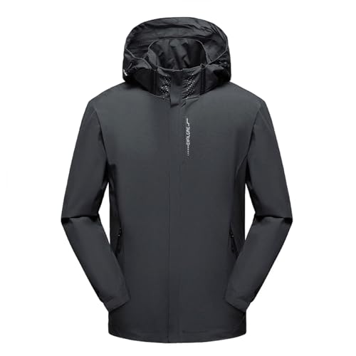 Ynport Crefreak Chaqueta Impermeable para Hombre al Aire Libre Impermeable Ligero Chaqueta para Caminar a Prueba de Viento Chaqueta Deportiva con Capucha Moutain, Gris, M