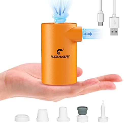 FLEXTAILGEAR EVO Electric Air Pump with 3800mAh Rechargeable Battery Powered Portable Mini Air Mattress Pump 4.5 KPa High Pressure for Boat, Pool Inflatables, Bed Mattress, Inflator, Camping