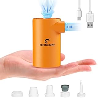 FLEXTAILGEAR EVO Electric Air Pump with 3800mAh Rechargeable Battery Powered Portable Mini Air Mattress Pump 4.5 KPa High Pressure for Boat, Pool Inflatables, Bed Mattress, Inflator, Camping