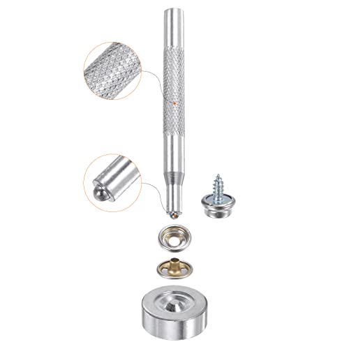 Harfington 150Pcs Canvas Snap Kit 5/8" Marine Grade Copper Snaps Zinc Screw Snap Button Fasteners Kit Snaps For Boat Cover Carpet Repairing With 2 Pcs Setting Tool, Silver Tone #TOP4