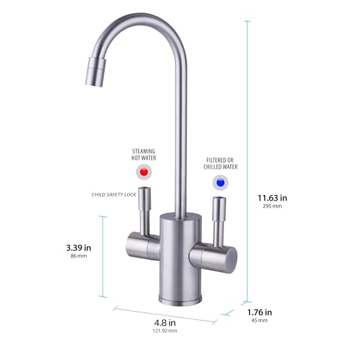 Ready Hot 41-RH-300-F560-BN Instant Hot Water Dispenser System, 2.5 Quarts, Digital Display Dual Lever Hot and Cold Water Faucet Brushed Nickel