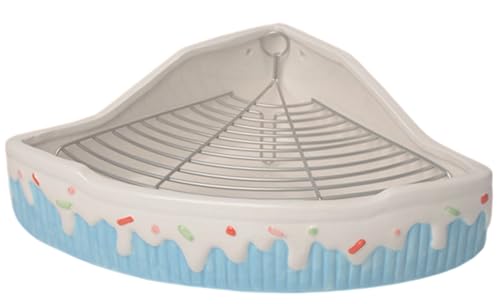 Aoasious 小動物用 陶器コーナートイレ 三角形 うさぎ チンチラ モルモット用 清潔 衛生的 丈夫 ケージ隅にフィット 滑り止め 洗いやすい ニオイ対策 ブルー (ブルー)