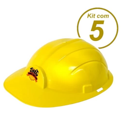 Kit 5 Capacetes de Construção Obras para Festa Infantil Crianças e Adultos Chapéu de Construtor Aniv