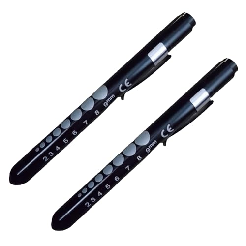 CTOUUGRS 2 Pcs LED Medical Pen Light with Pupil Gauge Clip Pocket Pen Torch for Clinical OSCE Exams Nursing Practice Doctors Nurses Students Use(Battery Not Included)