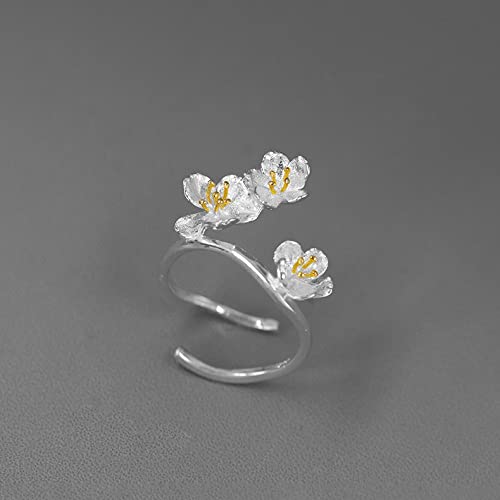Bague ajustable pour femme anneau ouvert style vintage bijou fleur de cerisier original