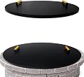 Simond Store Fire Pit Lid 38" - Rust Resistant Powder Coated 1.5mm Carbon Steel Firepit Cover Round with 2 Convenient Wooden Handles - Compatible for Firepits Inside Dia Up to 36"